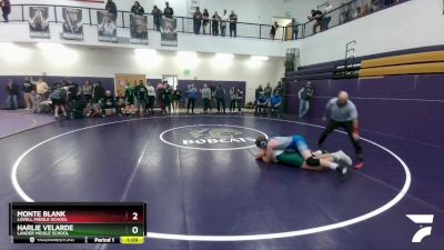 155 lbs Round 3 - Harlie Velarde, Lander Middle School vs Monte Blank, Lovell Middle School