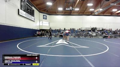 180 lbs 5th Place Match - Nikita Dhaliwal, Unattached vs Kiernan Farmer, Southwestern Oregon CC