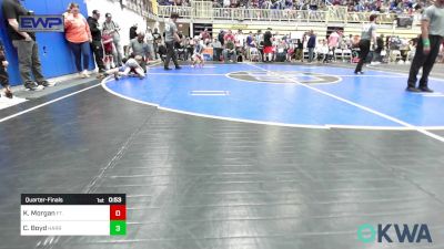 52 lbs Quarterfinal - Kysen Morgan, Ft. Gibson Takedown Club vs Caleb Boyd, Harrah Little League Wrestling