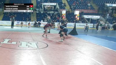 126 lbs 3rd Place - Alex Plowman, Lowell vs Jocelyn Antes, Frontier