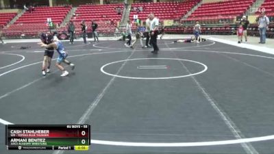 55 lbs Cons. Semi - Armani Benitez, JUIC3 ACAD3MY WRESTLING vs Cash Stahlheber, WR - Topeka Blue Thunder