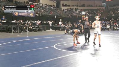 106 lbs 5th Place - Tyler Sweet, Clovis North (CS) vs Luke Loren, St. John Bosco (SS)