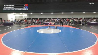 100 lbs Consi Of 16 #2 - Rebecca Marin, FL vs Yaleen Khang, NC