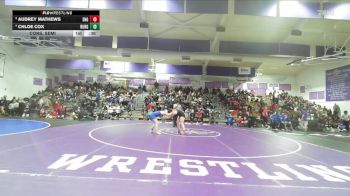 Girls 172 lbs Cons. Semi - Chloe Cox, Durham Girls vs Audrey Mathews, East Nicolaus Girls