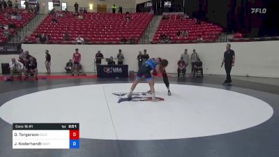 65 kg Cons 16 #1 - Denim Torgerson, Colorado Mesa Wrestling Club vs Joshua Koderhandt, Navy Wrestling Club