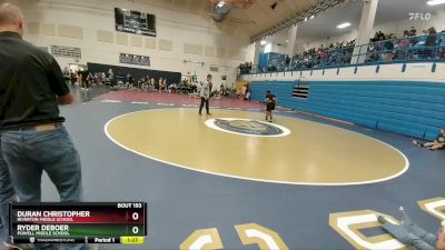 109-113 lbs Round 2 - Ryder DeBoer, Powell Middle School vs Duran Christopher, Riverton Middle School