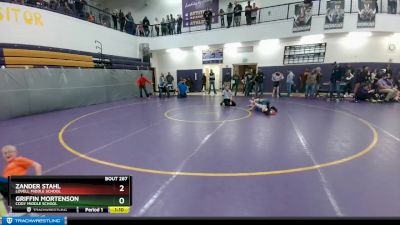 98 lbs Cons. Semi - Griffin Mortenson, Cody Middle School vs Zander Stahl, Lovell Middle School