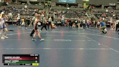 100 lbs Cons. Semi - Harper Golden, Greater Heights Wrestling vs Kenley Harris, Hawks WC Lincoln