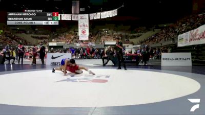 All Cadet Boys Freestyle Upper - 144 lbs Cons. Round 1 - Abraham Mercado, Salinas Valley Wrestling Club (SVWC) vs Sebastian Arias, Brawley Wrestling Academy