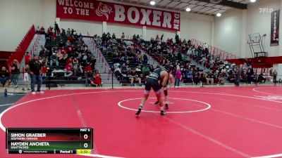 133 lbs Semifinal - Simon Graeber, Southern Oregon vs Hayden Ancheta, Unattached