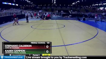 80 lbs 3rd Place Match - Kaden Gammon, Jefferson Middle School vs Stephano Calderon, SONS OF THUNDER