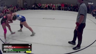 148 lbs Round 3 (8 Team) - Jaden Ney, Kansas Pink Gecko vs Emma Stice, Nebraska Blue