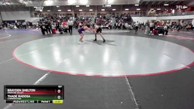 157 lbs Cons. Round 6 - Brayden Shelton, Missouri Valley vs Thade Radosa, Cornerstone