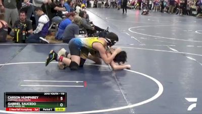 119 lbs Quarterfinal - Carson Humphrey, Chippewa Hills Youth vs Gabriel Saucedo, South Haven WC