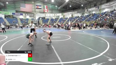 77 lbs Semifinal - Jaxon Zimmerman, Maize WC vs Braedyn June, Team Grand Valley Elite