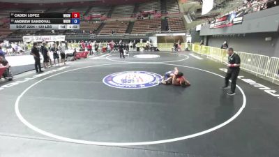 120 lbs Cons. Quarters - Caden Lopez, Woodlake High School Wrestling vs Andrew Sandoval, Woodlake High School Wrestling