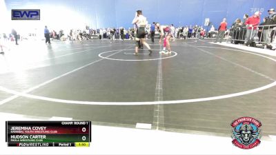 100 lbs Champ. Round 1 - Jeremiha Covey, Hannibal Youth Wrestling Club vs Hudson Carter, Paola Wrestling Club