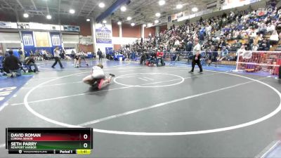 144 lbs Champ. Round 1 - David Roman, Corona Senior vs Seth Parry, Newport Harbor