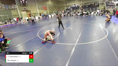 157 lbs Cons. Round 2 - Malachi Jensen, Fremont Wrestling Club vs Tazen Gonzales, Bear River Jr High Wrestling C