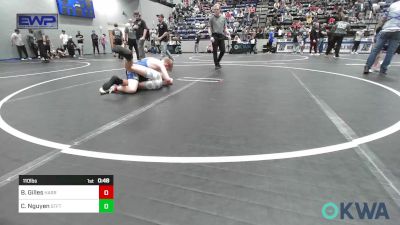 110 lbs Consolation - Brady Gilles, Harrah Little League Wrestling vs Cole Nguyen, Standfast