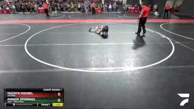 90 lbs Champ. Round 1 - Parker Spierings, AWA / Mollitium vs Macryn Mannel, Holmen