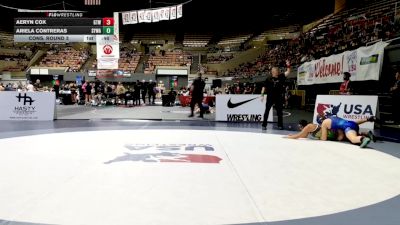 Junior Girls - 140 lbs Cons. Round 3 - Ariela Contreras, Santa Ynez Wrestling Academy vs Aeryn Cox, Golden Tribe Wrestling