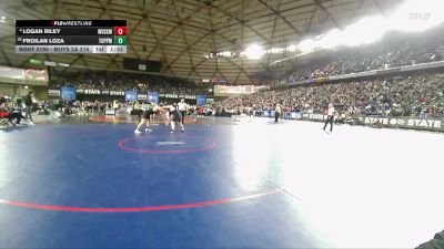 Boys 2A 215 lbs Champ. Round 1 - Froilan Loza, Toppenish vs Logan Riley, West Valley (Spokane)
