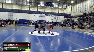 140 lbs Quarterfinal - THAILYN REYNOLDS, Wasilla High School vs SAMUDRA SANJOYO, Kodiak