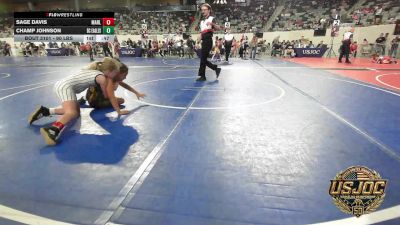 90 lbs Final - Sage Davis, Marlow Outlaws vs Champ Johnson, Del City Little League Wrestling