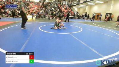 52 lbs Consi Of 8 #2 - Adalynn Sandy, Gore Pirates Youth Wrestling vs Deryk Justice, Tahlequah