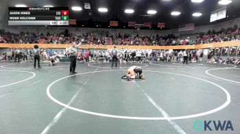 90 lbs Quarterfinal - Jaxon Hines, Comanche Takedown Club vs River Holcomb, Tecumseh Youth Wrestling