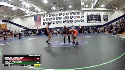 120 lbs Champ. Round 1 - Ethan Preseren, Lake Catholic vs Samuel Woernley, Normandy High School