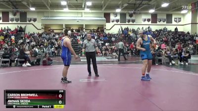 215 lbs Round 2 - Carson Bromwell, Clear Creek-Amana vs Awnan Skoda, Crestwood, Cresco