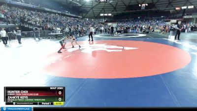 74 lbs Cons. Round 4 - Hunter Choi, Cherry Creek Wrestling Club vs Zahkye Keys, Franklin Pierce Cardinal Wrestling Club