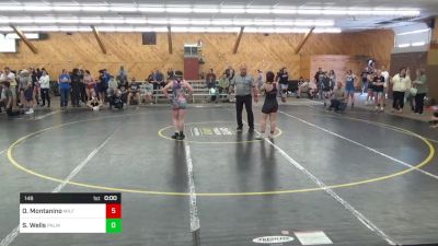 148 lbs 3rd Place - Olivia Montanino, Milford vs Samantha Wells, Palmyra