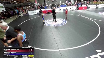 74 lbs Champ. Round 1 - Jordan Sprinkles, LAWC vs Andres Pinto, California