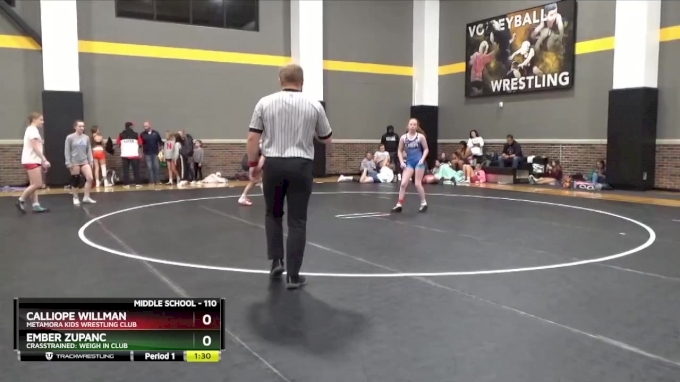 110 lbs 3rd Place Match - Calliope Willman, Metamora Kids Wrestling Club vs Ember Zupanc, CrassTrained: Weigh In Club