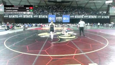 Girls 1B/2B/1A 105 Cons. Round 2 - Karlee Watson, Montesano (Girls) vs Lauryn Lapine, Rainier (Girls)