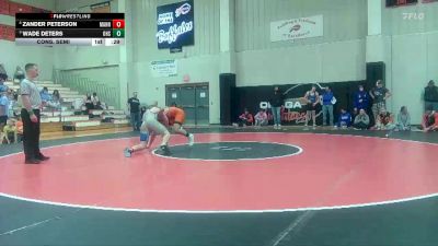 Boys 190 lbs Cons. Semi - Zander Peterson, Manhattan vs Wade Deters, Onaga