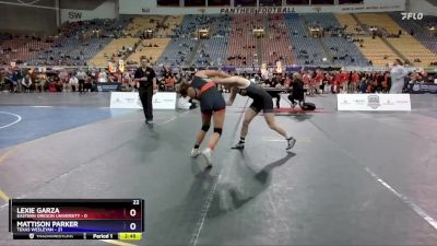 136 lbs Round 1 (16 Team) - Lexie Garza, Eastern Oregon University vs Mattison Parker, Texas Wesleyan
