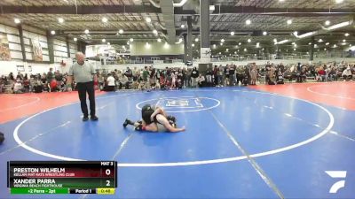 76 lbs Quarterfinal - Preston Wilhelm, Kellam Mat Rats Wrestling Club vs Xander Parra, Virginia Beach Fighthouse