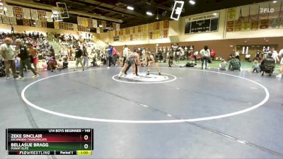 149 lbs Round 3 - Bellasue Bragg, Poway Elite vs Zeke Sinclair, Escondido Thundercats