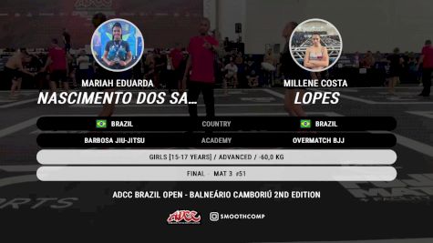 Millene Costa vs Mariah Eduarda Nascimento Dos Sa 2024 ADCC Balneario Open