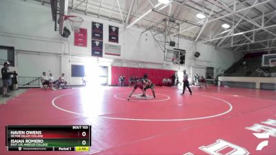 133 lbs Cons. Round 3 - Haven Owens, Victor Valley College vs Isaiah Romero, East Los Angeles College