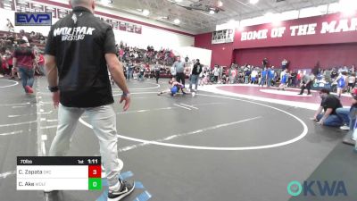 70 lbs Semifinal - Clementina Zapata, OKC Saints Wrestling vs Collin Ake, Wolfpak Wrestling