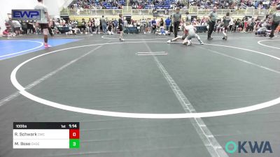 100 lbs Quarterfinal - Raife Schwark, Cowboy Wrestling Club vs Mac Boso, Choctaw Ironman Youth Wrestling