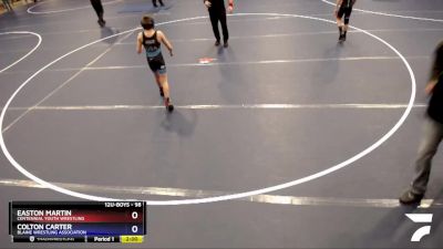 98 lbs Cons. Semi - Easton Martin, Centennial Youth Wrestling vs Colton Carter, Blaine Wrestling Association