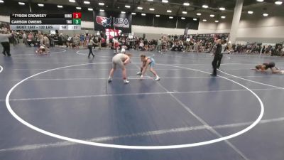 132 lbs Cons. Rd Of 64 - Tyson Crowsey, Rockwall-Heath Middle School Wrestling vs Carson Owens, Team Missouri Select