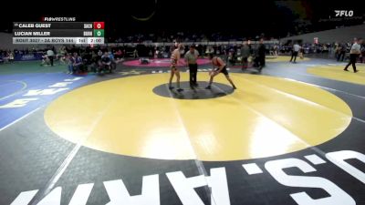 3A Boys 144 lbs Champ. Round 1 - Caleb Guest, Santiam Christian Boys vs Lucian Miller, Burns Boys