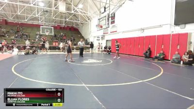 133 lbs Quarterfinal - Makai Ito, Palomar College vs Elijah Flores, Cerritos College